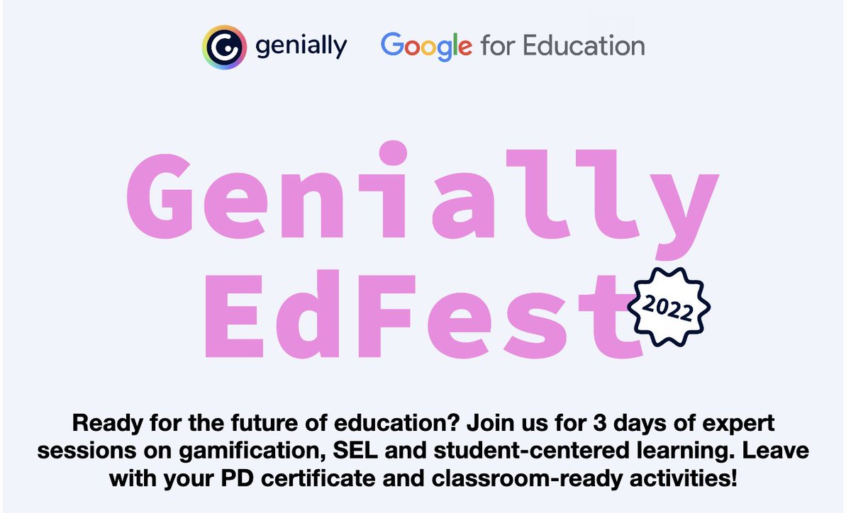 Looking forward to day 3! #GeniallyEdFest #learning #gamifying