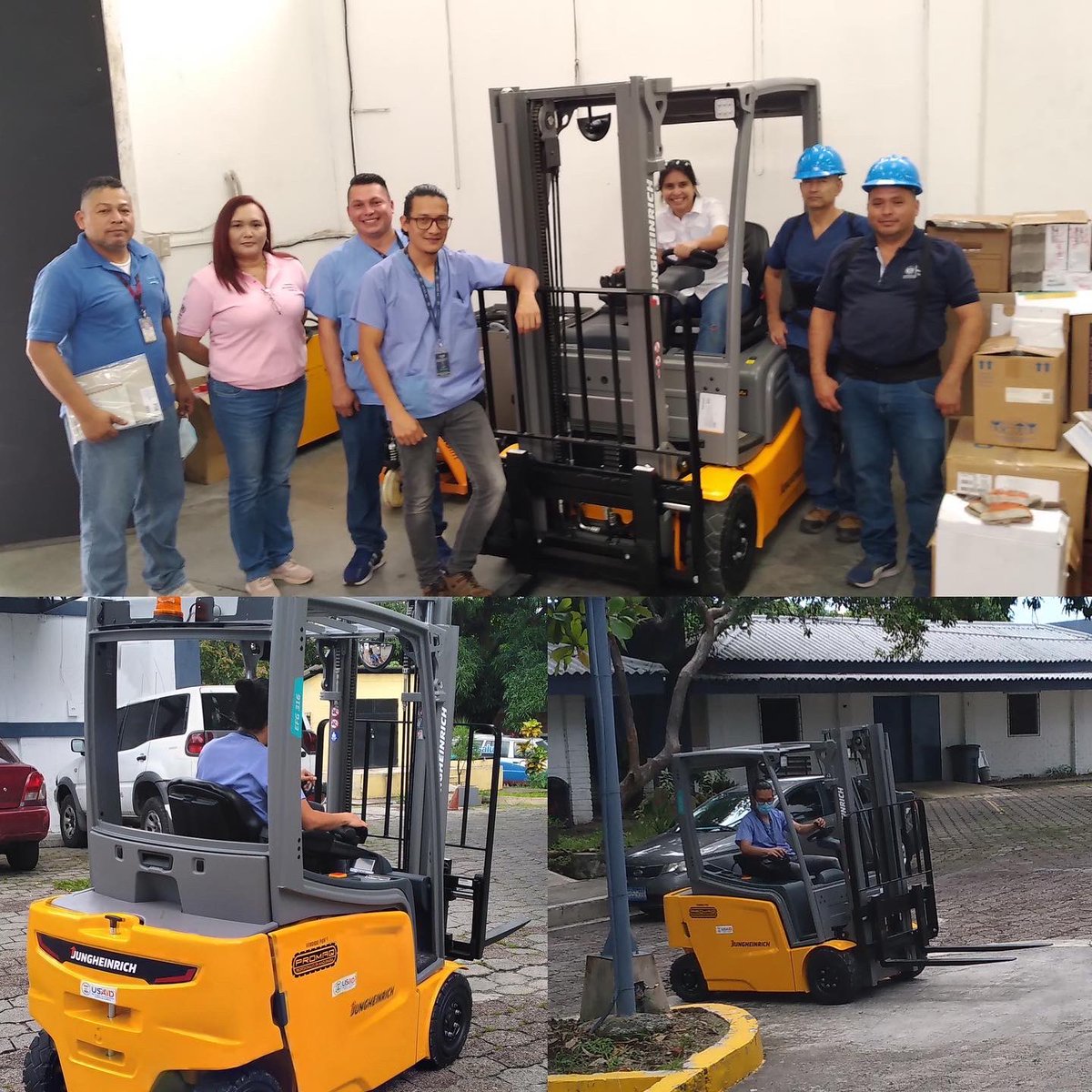 promaq_lift's tweet photo. ENTREGA DE EQUIPOS #ElSalvador
Se entregó a MINISTERIO DE SALUD equipos eléctricos #Jungheinrich para sus operaciones:
- Un EFG 316 de 1.6 tons de c.c., batería extra, sistema #snapfit para intercambio de baterías y tanque de 30 litros agua.
#PROMAQ #Guatemala #Honduras https://t.co/4mDq2SbXBF
