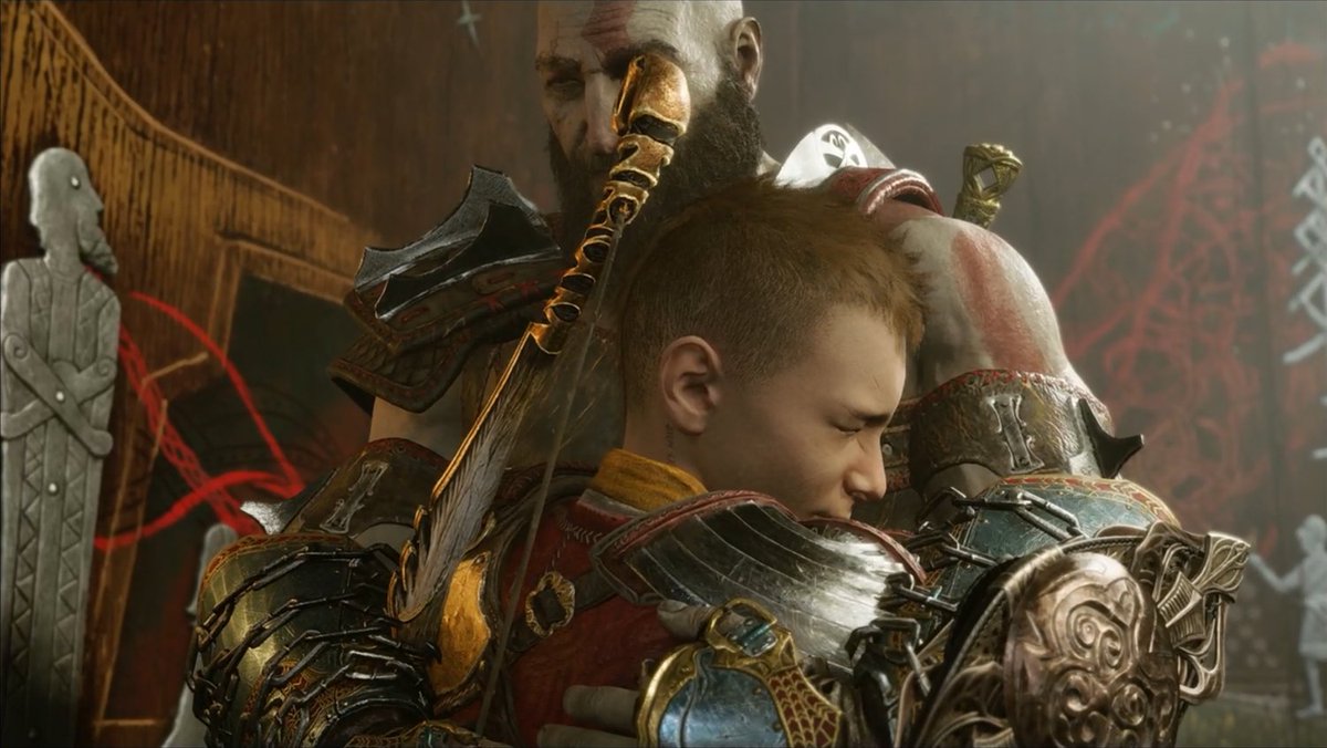 Hellvelynnn's tweet photo. "The culmination of love is grief. And yet we love despite the inevitable. We open our hearts to it. To grieve deeply... is to have loved fully. Open your heart to the world as you have opened it to me and you will find every single reason to keep living in it" #GodofWarRagnarok https://t.co/ao4G8jwZhZ