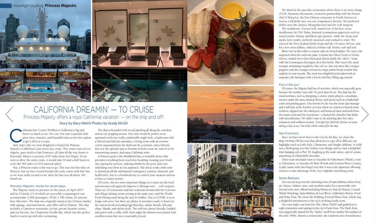 The cruise on Princess had me California dreaming. I cruised across the California coast from LA back in March and took all the pictures as the photographer. Check it out.
<a href="/PrincessCruises/">Princess Cruises</a> <a href="/VisitCA/">Visit California</a>
