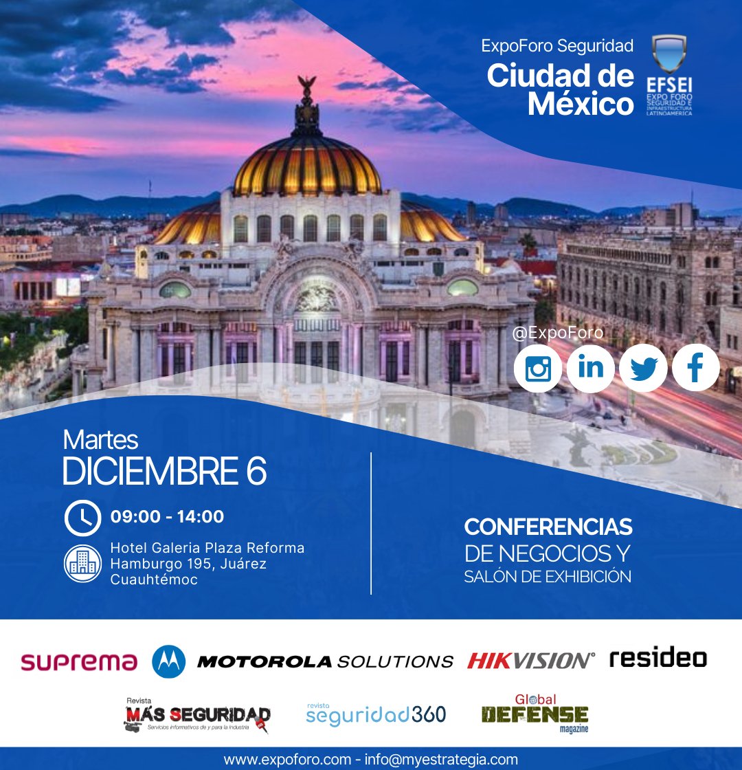 ExpoForo's tweet photo. CDMX próxima parada en TourLatam 2022 de @ExpoForo Seguridad y Tecnología.
Te esperamos en esta importante cita con la tecnología, nuestro registro y asistencia es gratuito, solo completa este link y te esperamos: https://t.co/8cEgAi6WGb
Martes 6 de Diciembre https://t.co/qXJMfQsryN