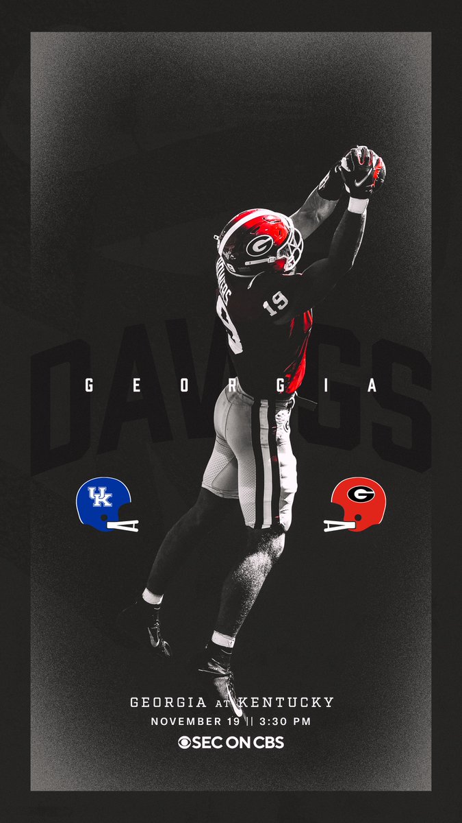 GeorgiaFootball's tweet photo. Kentucky Week 📲

📅: Saturday, November 19
🕞: 3:30 PM ET
📺: SEC on CBS

#GoDawgs https://t.co/MmPFI8VLq8