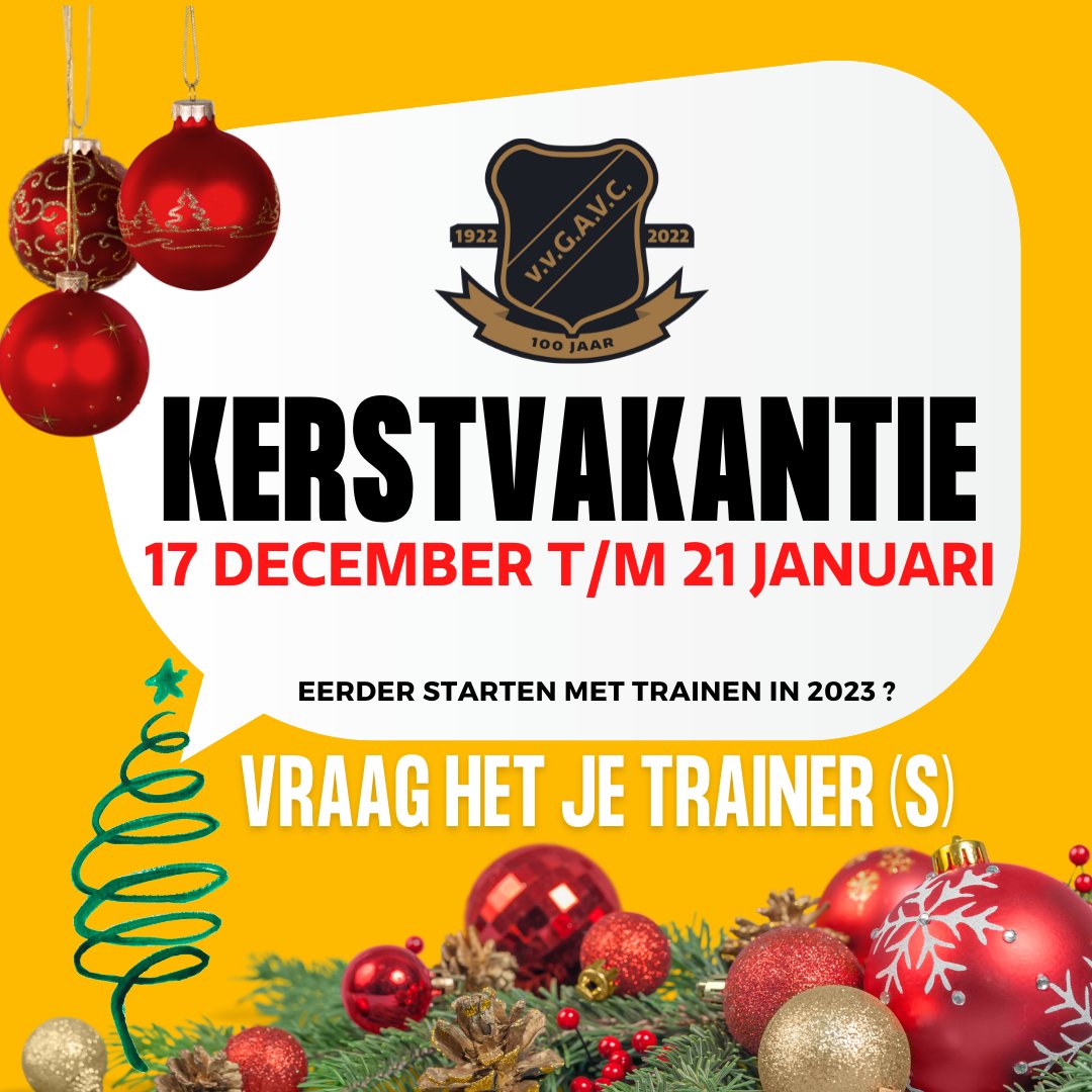 Goed om in je (digitale) agenda te noteren. En om een beetje in de #kerststemming te komen. Uiteraard hebben wij bij #GAVC tijdens de kerstvakantie genoeg activiteiten zoals het #FIFA-toernooi en de deur aan deur #oliebollenactie op #oudejaarsdag in Grou. <a href="/sportingrou/">Sport in Grou</a> #grou