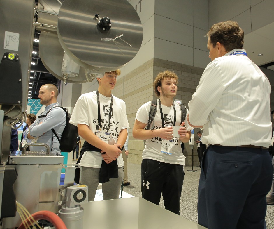 packexposhow's tweet photo. #PurdueUniversityNorthwest brought together over 400 students from #Chicagoland and #SoutheastWisconsin to participate in the Students PACK the Expo event at #PACKEXPOInternational! They toured the show floor and had a special visit from Spot, the robotic dog from #BostonDynamic. https://t.co/S0VzeBnJ2d