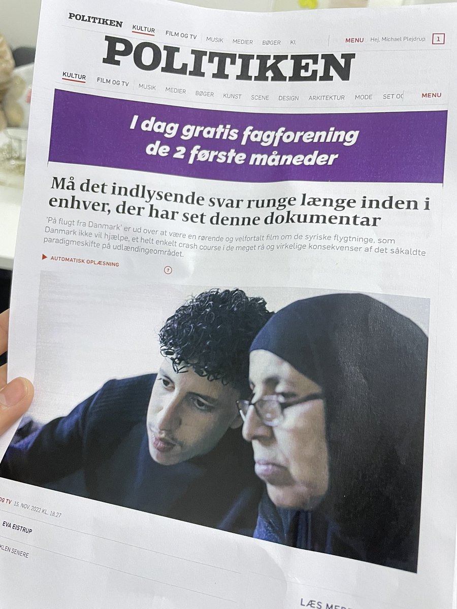 “Må det indlysende svar runge længe inden i enhver, der har set denne dokumentar” <a href="/politiken/">Politiken</a> #påflugtfraDanmark #dkpol 

politiken.dk/kultur/film_og…
