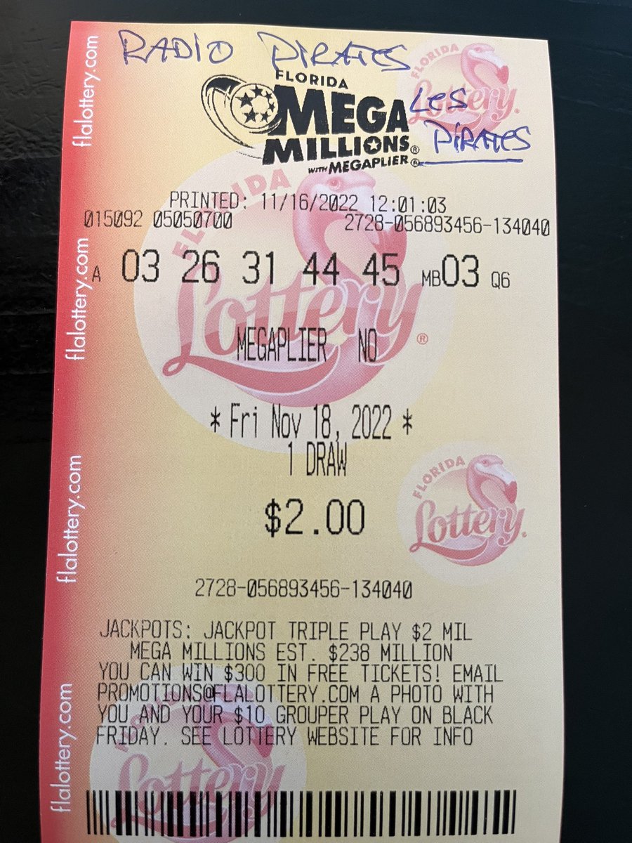 CarlSanson's tweet photo. Mega Millions 238M Tirage vendredi . Like/ partage le post et je vais partager le Big Winner avec vous les Pirates 🏴‍☠️. Tu veux ton billet tu sais où aller . LOTTOAMIGO 🚀🇺🇸 @radiopirate @RadiopirateLive #freestylefriday spécial edition ce vendredi ! https://t.co/CrzDZfDsOq