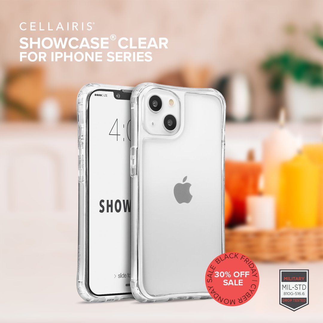 Cellairis's tweet photo. Our Black Friday Sale starts early! 🥳🧡 Get 30% off your entire order starting Monday 21st, Nov. til' Cyber Monday. Our Showcase Clear case is the best in protection for your iPhone. Make sure to keep your eye out on https://t.co/O9WSpNH9yF👀 https://t.co/4vJV4iA6lU
