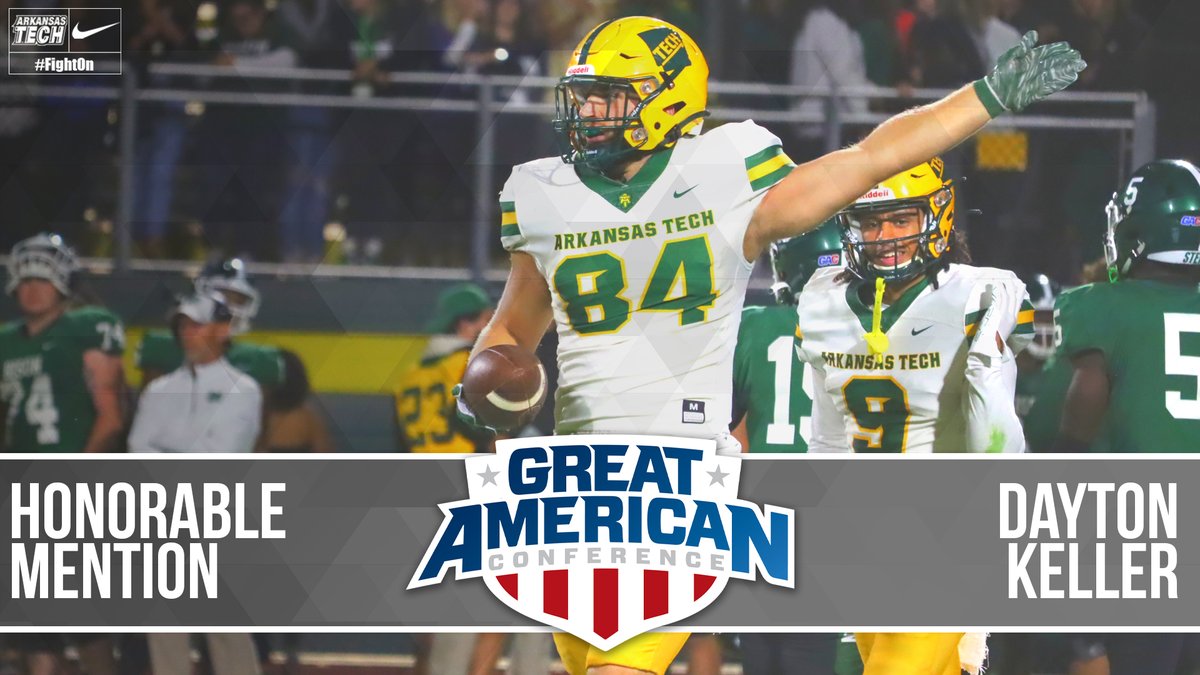 ATU_Athletics's tweet photo. Congrats to @ATUFOOTBALL's Devontae Dean (RB), Cameron Hataway (OL), Victor Hill (OLB) and Dayton Keller (TE) for being named Honorable Mention All-GAC!

#FightOn | #LinkItUp https://t.co/5uFRkcMGDd