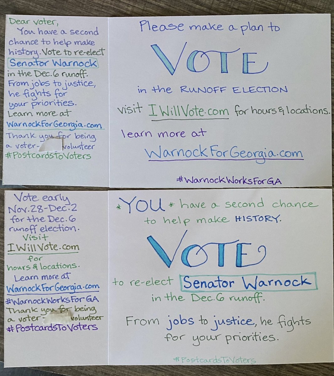 16 more #PostcardsToVoters headed to GA in support of #Warnock #WarnockWorksForGA We absolutely need him to be re-elected! 🗳💙🇺🇸
#GoWarnock #GoVote