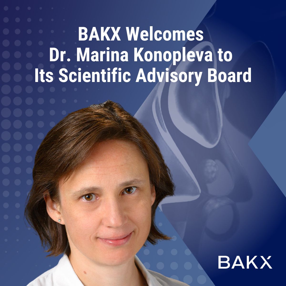 BAKX THERAPEUTICS (@bakxtx) on Twitter photo BAKX welcomes <a href="/mkonople/">Marina Konopleva</a> Marina Konopleva, MD, PhD, of <a href="/EinsteinMed/">Albert Einstein College of Medicine - Official</a> to its Scientific Advisory Board.
Dr. Konopleva is an expert in the clinical development of marketed therapeutics focused on the BCL-2 protein family, including Venclexta (venetoclax). <a href="/ProfGavathiotis/">Evris Gavathiotis</a>. BAKX welcomes <a href="/mkonople/">Marina Konopleva</a> Marina Konopleva, MD, PhD, of <a href="/EinsteinMed/">Albert Einstein College of Medicine - Official</a> to its Scientific Advisory Board.
Dr. Konopleva is an expert in the clinical development of marketed therapeutics focused on the BCL-2 protein family, including Venclexta (venetoclax). <a href="/ProfGavathiotis/">Evris Gavathiotis</a>.