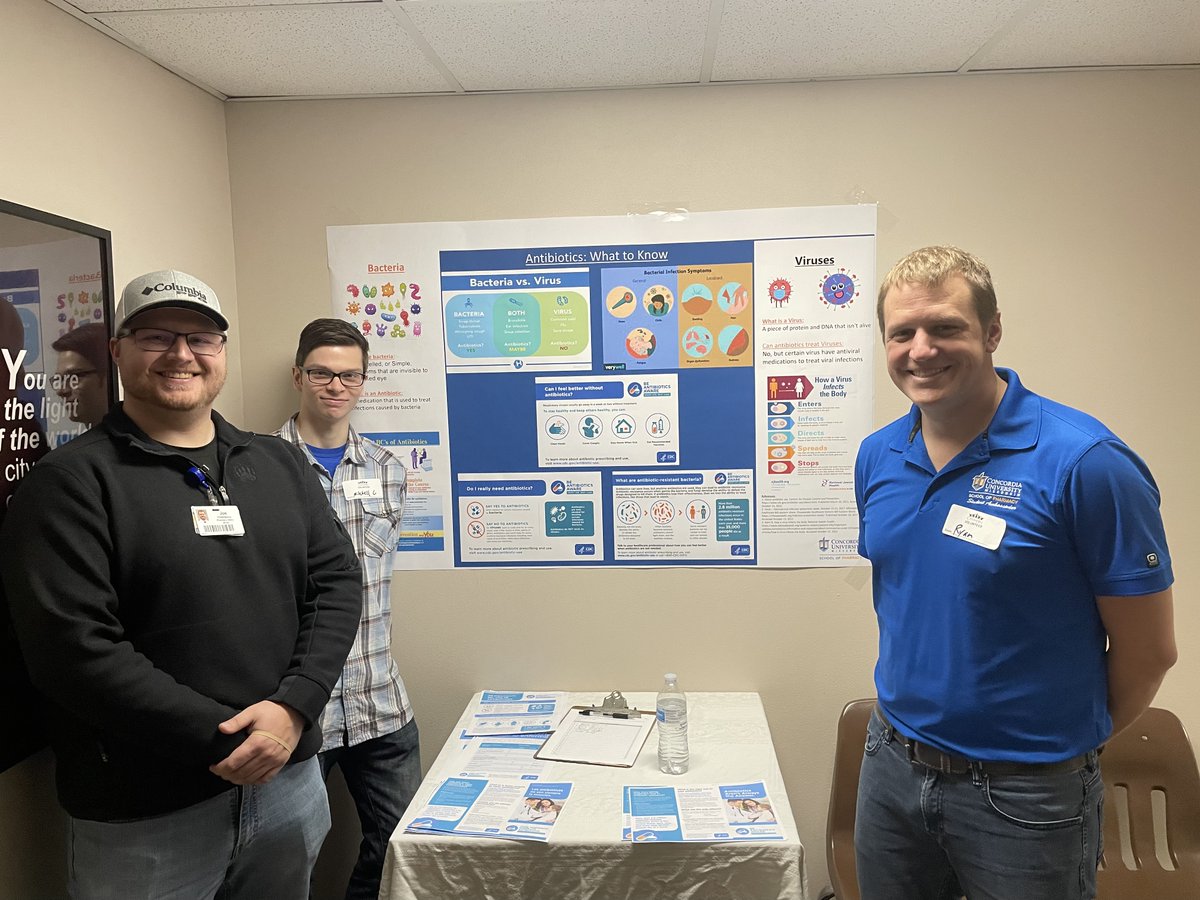 CUWPharmacy's tweet photo. Why Concordia? Students have the chance to build community and also serve in the community! A trio of our current students recently spent time at @CityonaHillMKE educating about antibiotics.  #pharmacy https://t.co/AJYlZG5zG4