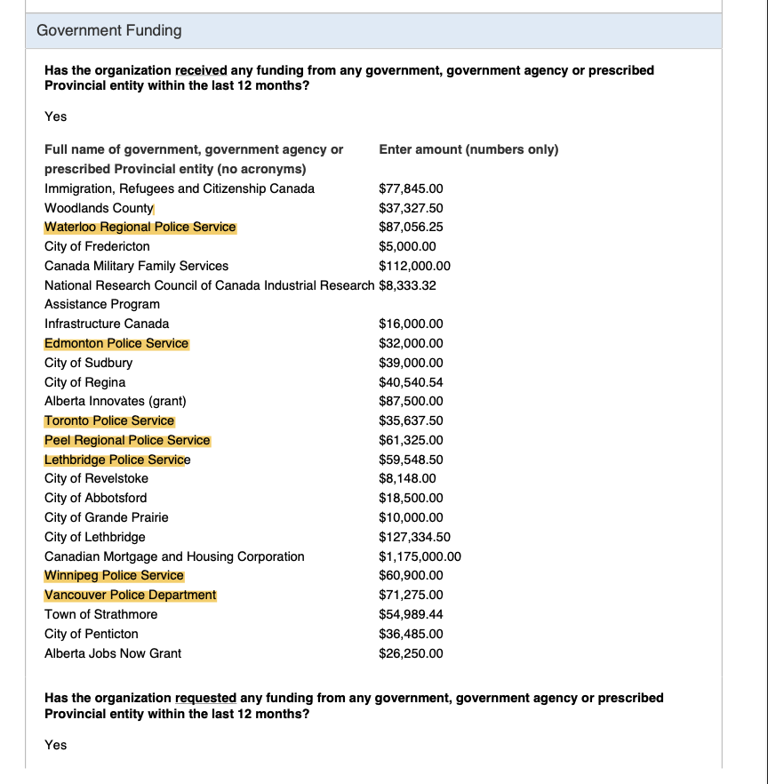 The Alberta firm that created Vancouver Police's anti-social safety net report (AKA "a work of fiction") has been contracted by several other police forces &amp; governments across Canada, according to Alberta's Organization Lobbyist Registry.