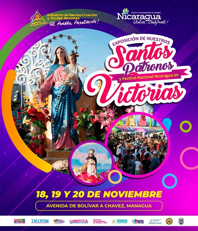 EjercitoLoco's tweet photo. El Gobierno de Nicaragua a través de INTUR, invita a las familias nicaragüenses y de otras nacionalidades a la Exposición Nacional de Nuestros Santos Patronos y al “Festival Nacional Nicaragua en Victorias. #Nicaragua #BrigadaSiempreMásAllá https://t.co/D2fCQWx8r5