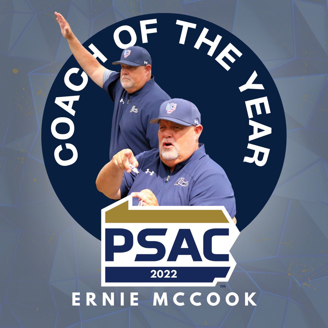 𝐌𝐂𝐂𝐎𝐎𝐊 𝐌𝐀𝐊𝐄𝐒 𝐇𝐈𝐒 𝐌𝐀𝐑𝐊! 
Ernie McCook wins his first-ever PSAC Coach of the Year. Congrats Coach McCook!