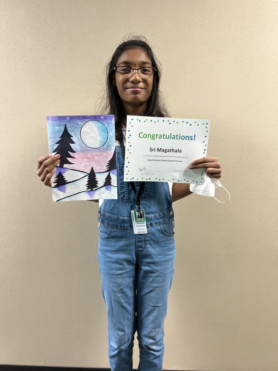 4th grader Trisha not only won 1st place in her grade but also won Elementary Best in Show!! 1st grader Tia won 3rd place in the 1st grade division. #superproudartteacher ⁦<a href="/WarnerCFISD/">Warner Elementary</a>⁩ ⁦<a href="/CFISDArt/">CFISD Visual Arts</a>⁩ ⁦@SuptMarkHenry⁩