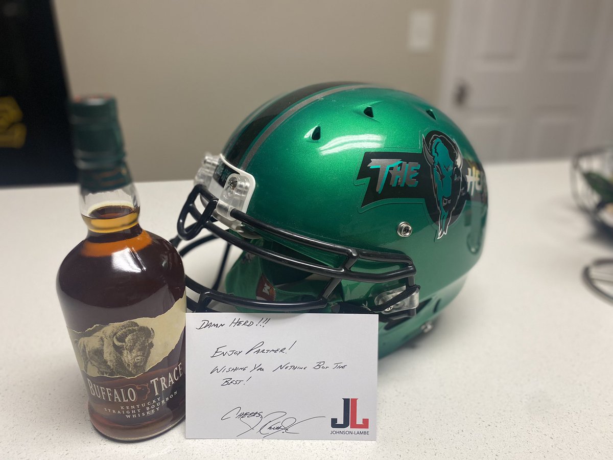 ADSteveRobinson's tweet photo. When your HERD wins the game.  My App State family and partner @RhettJohnson4 follows through.  @BuffaloTrace and Marco are family!! 😂😂 https://t.co/K955c5kYx5