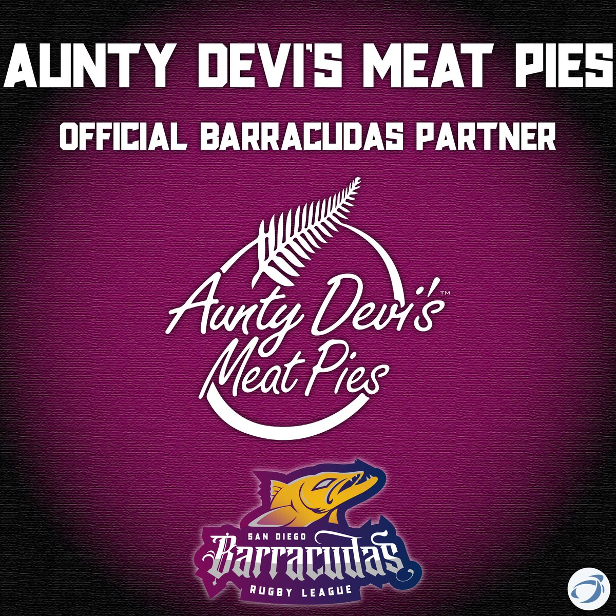 SD_Barracudas's tweet photo. We are delighted to welcome Aunty Devi's Meat Pies as an official partner of the Barracudas for 2023!

Find them at farmers markets throughout Southern California, and at all 'Cudas home games in 2023!

https://t.co/mZJwacd2bH

#rugbyleague #sandiego #cudasmakingwaves https://t.co/XhX1FXSpIk