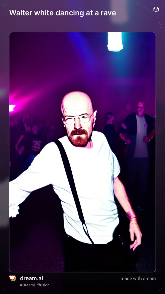 CringeDreamAI's tweet photo. Walter White dancing at a rave #AIArtwork #cringe https://t.co/rCdbYiWTui