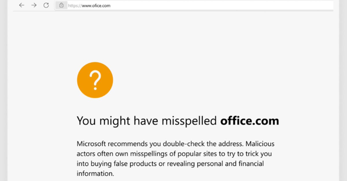 Microsoft's tweet photo. POV: You're typing too quickly and misspell the URL you're searching for.

Not to worry, Microsoft has your back with website typo protection: https://t.co/CpEzoMc2o3