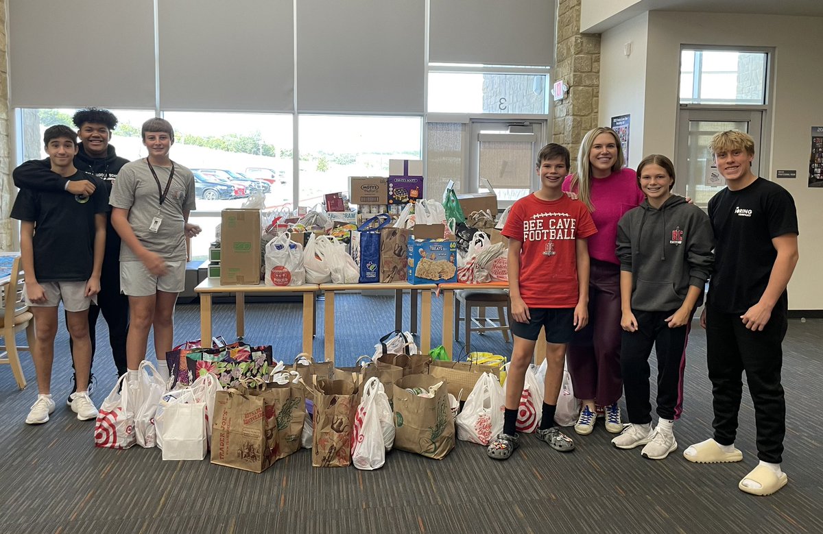 NJHS food drive success! Shout out to the students at BCMS for donating more than 2,100 canned food items to be delivered to Helping Hands of Spicewood.