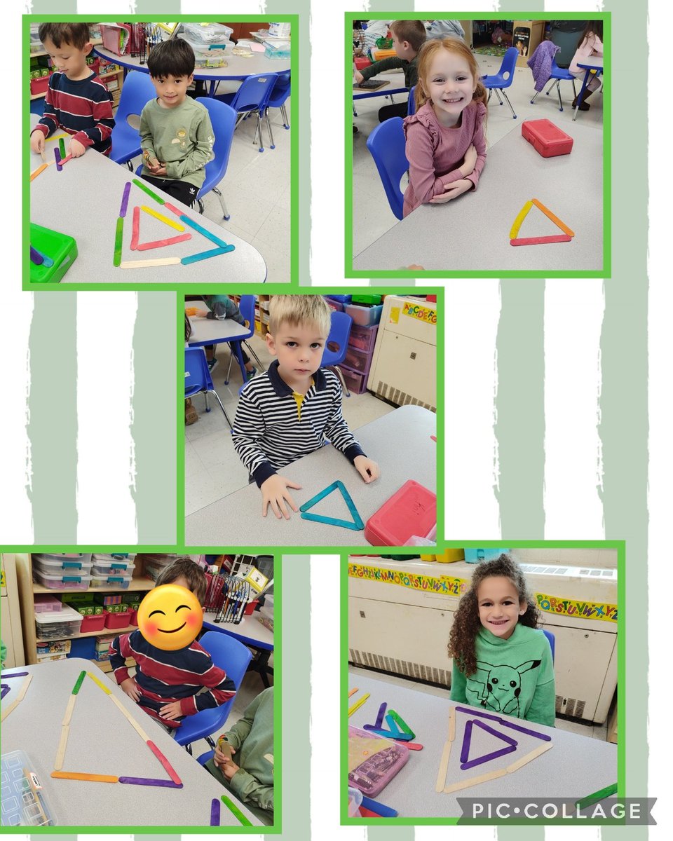MissMcEleneyK's tweet photo. During our @eureka_math we learned about triangles and can explain how we know if a shape is a triangle. We had fun making triangles on a Geoboard & with popsicle sticks @WoodcrestES. #WEareCHPS #mathematiciansatwork https://t.co/KiUwKsNqmF