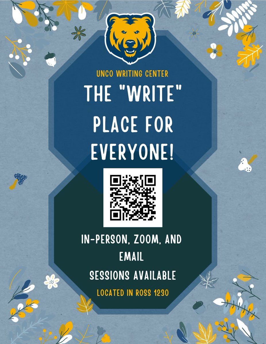 UncoWriting's tweet image. Happy hump day, Bears! Finals season is approaching fast, so come book a session at the Writing Center to help make the end of your year that much easier!