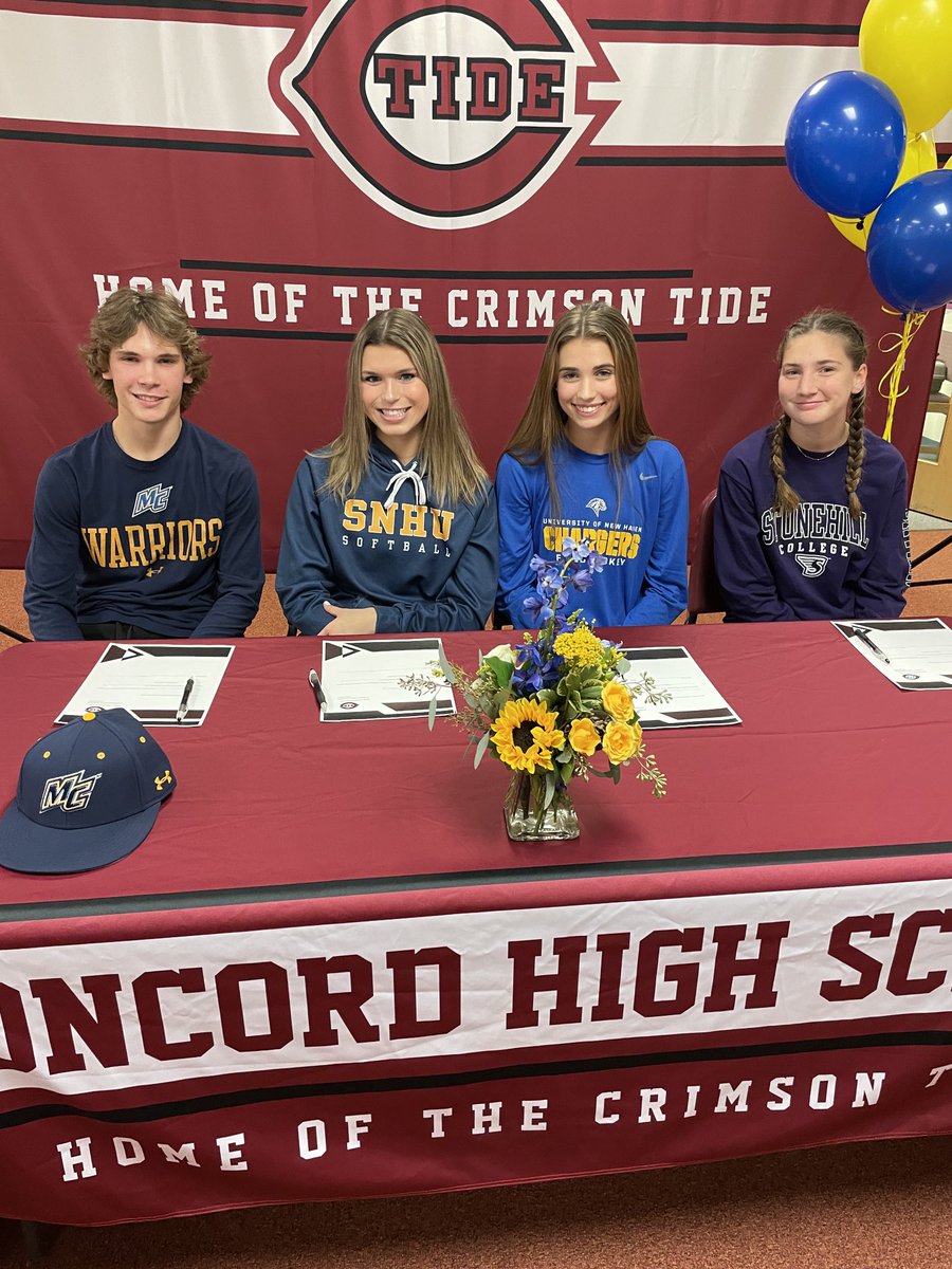 Signing Day at CHS! Congrats to  Brooks: Merrimack baseball Kennedy: SB SNHU Emma: FH U of New Haven Molly: XC Stonehill