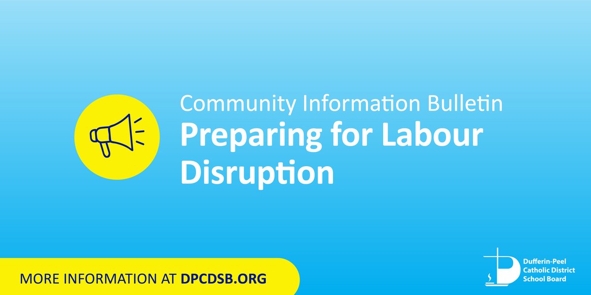 In view of the five-day notice to strike issued by CUPE today, we are preparing for a labour disruption and a switch to remote synchronous learning on Monday, November 21.

➡Read our Community Bulletin for important information: dpcdsb.org/Documents/COMM…