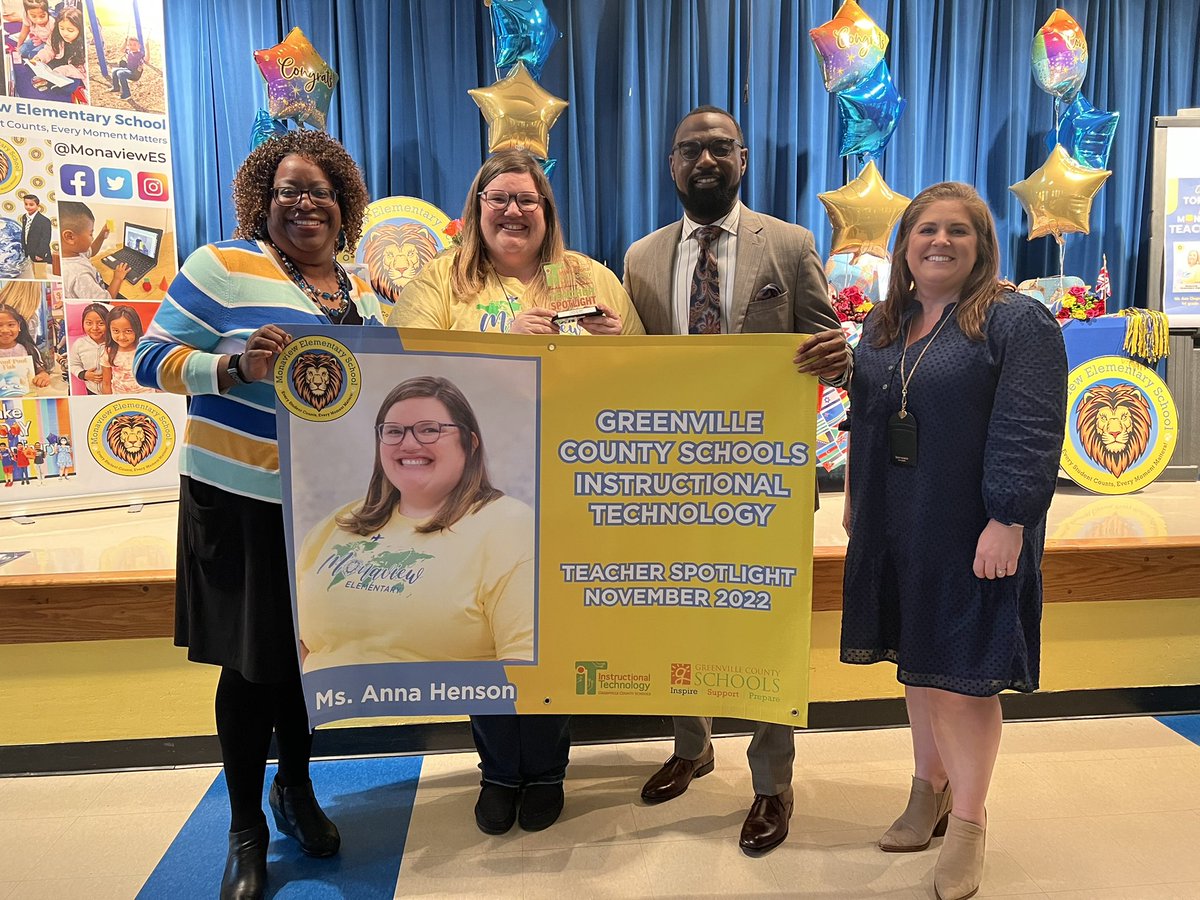 EdTechGCS's tweet photo. It’s a great day to celebrate  @MonaviewES Teacher extraordinaire @anna_henson as @gcschools @EdTechGCS November 2022 #TeacherSpotlight winner. What a well deserved recognition! Check out her reveal video https://t.co/XE28PMTOKt #MonaviewMoments https://t.co/4ahXT6VIqX