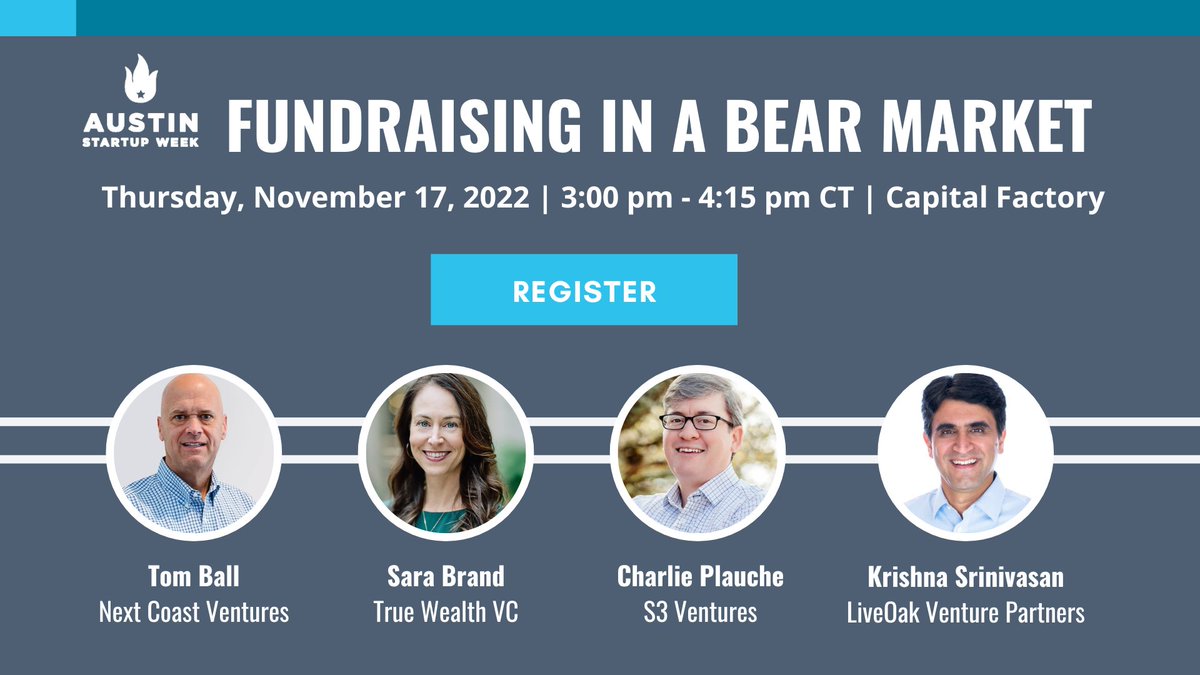 It's not too late to register! Tomorrow, S3’s @charlieplauche will moderate a panel of Austin-based VC firms at @AtxStartupWeek to review the latest market data and share advice for fundraising in a shifting economy. eventbrite.com/e/austin-start… @nextcoastVP @TrueWealthVC @liveoakvp