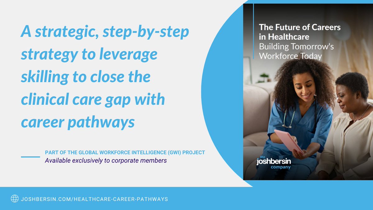 New Global #WorkforceIntelligence Project research alert!  "The Future of Careers in Healthcare" report provides a tactical guide for leveraging #careerpathways. Learn more:
lnkd.in/gbM2KCBy

#healthcareindustry #talentintelligence | <a href="/Josh_Bersin/">Josh Bersin</a>  <a href="/kathi_enderes/">Kathi Enderes</a>
