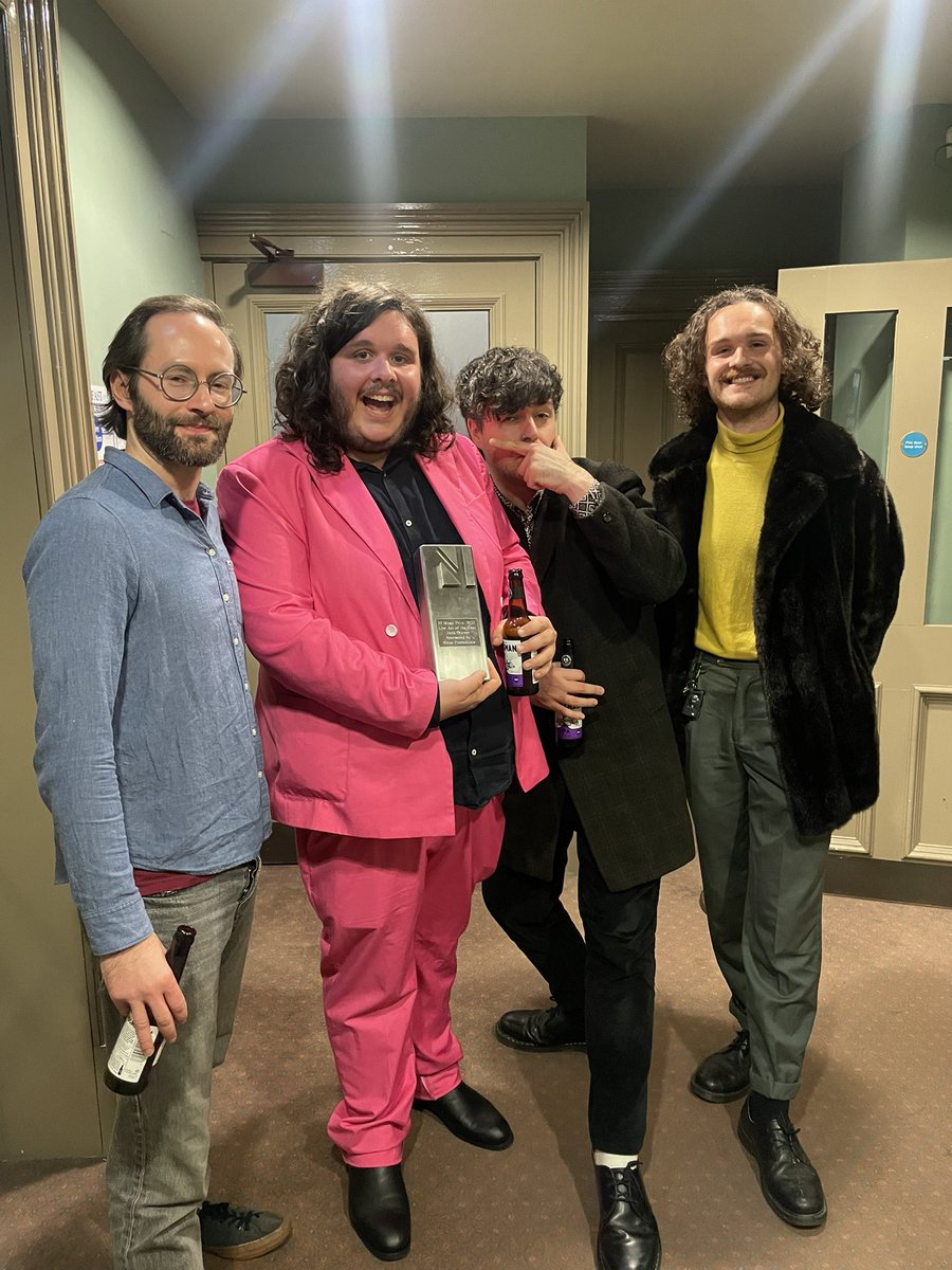 junkdrawerband's tweet photo. We won the cup! Thanks to everyone who voted, we’re going to constantly lord this up #nimusicprize #bestliveact #bobbysands https://t.co/BiW1uI3YWk