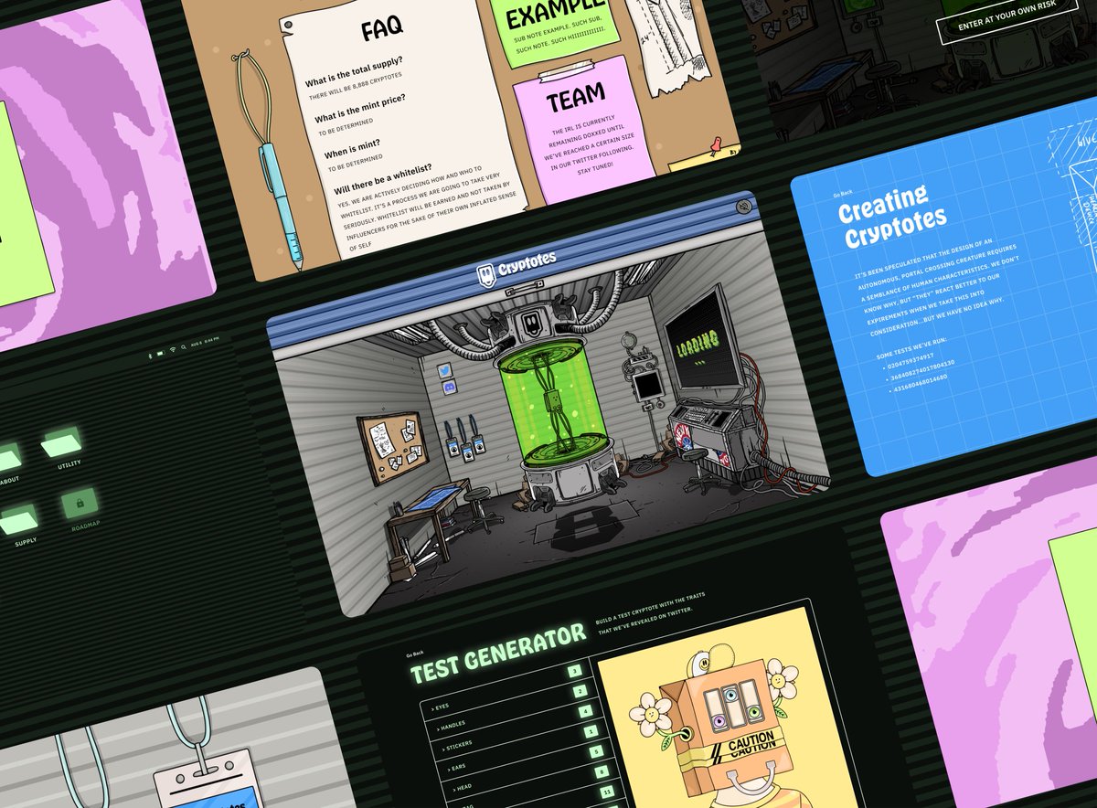 🚨 𝗪𝗘𝗕𝗦𝗜𝗧𝗘 𝗜𝗦 𝗟𝗜𝗩𝗘 🚨

Go checkout our lab, say hi to Kevin, Levi and Mimi, and use the infamous generator to build your own Cryptote! 

Drop your Test Cryptote below! We are watching 👇 

cryptotes.io
