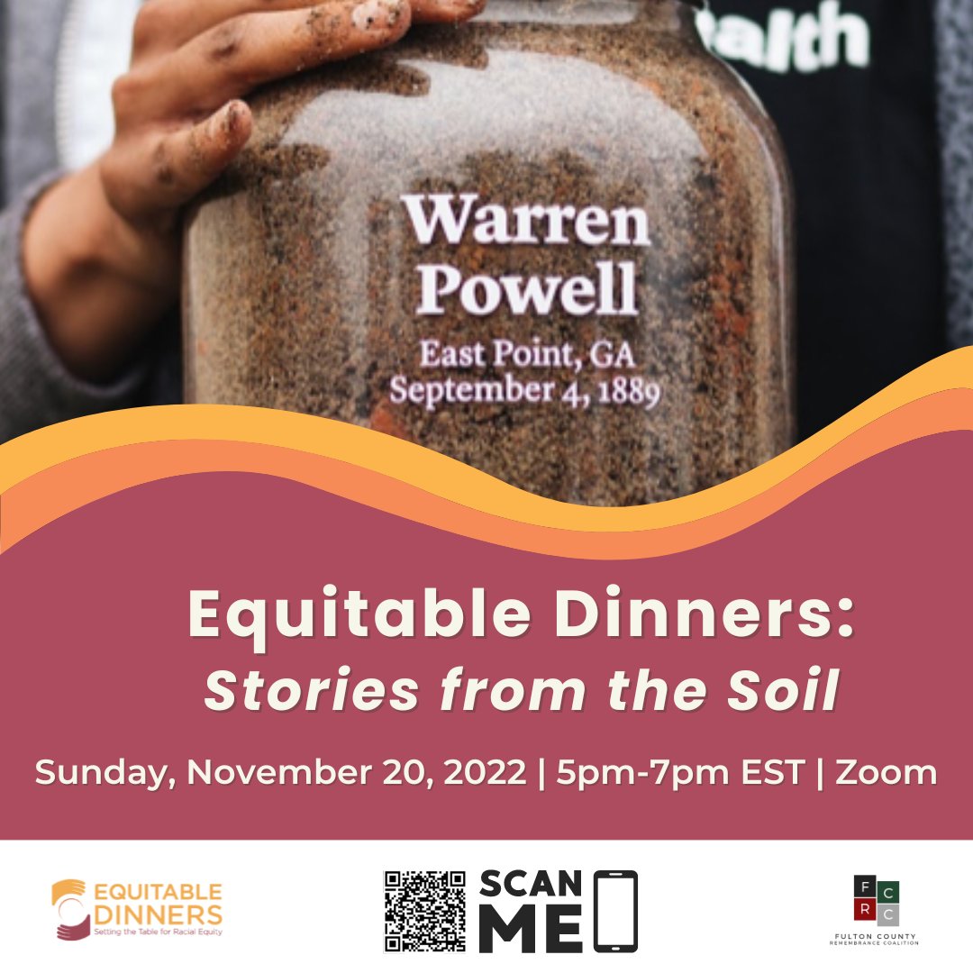 Out of Hand (@outofhandatl) on Twitter photo Please join us for the last Equitable Dinners online event of the year this Sunday, November 20th, from 5pm-7pm EST. Let's face our past, reclaim or present, and transform our future. Register for this free, virtual event here: bit.ly/3gsxuIq
<a href="/FultonRemembers/">Fulton Remembrance</a> Please join us for the last Equitable Dinners online event of the year this Sunday, November 20th, from 5pm-7pm EST. Let's face our past, reclaim or present, and transform our future. Register for this free, virtual event here: bit.ly/3gsxuIq
<a href="/FultonRemembers/">Fulton Remembrance</a>