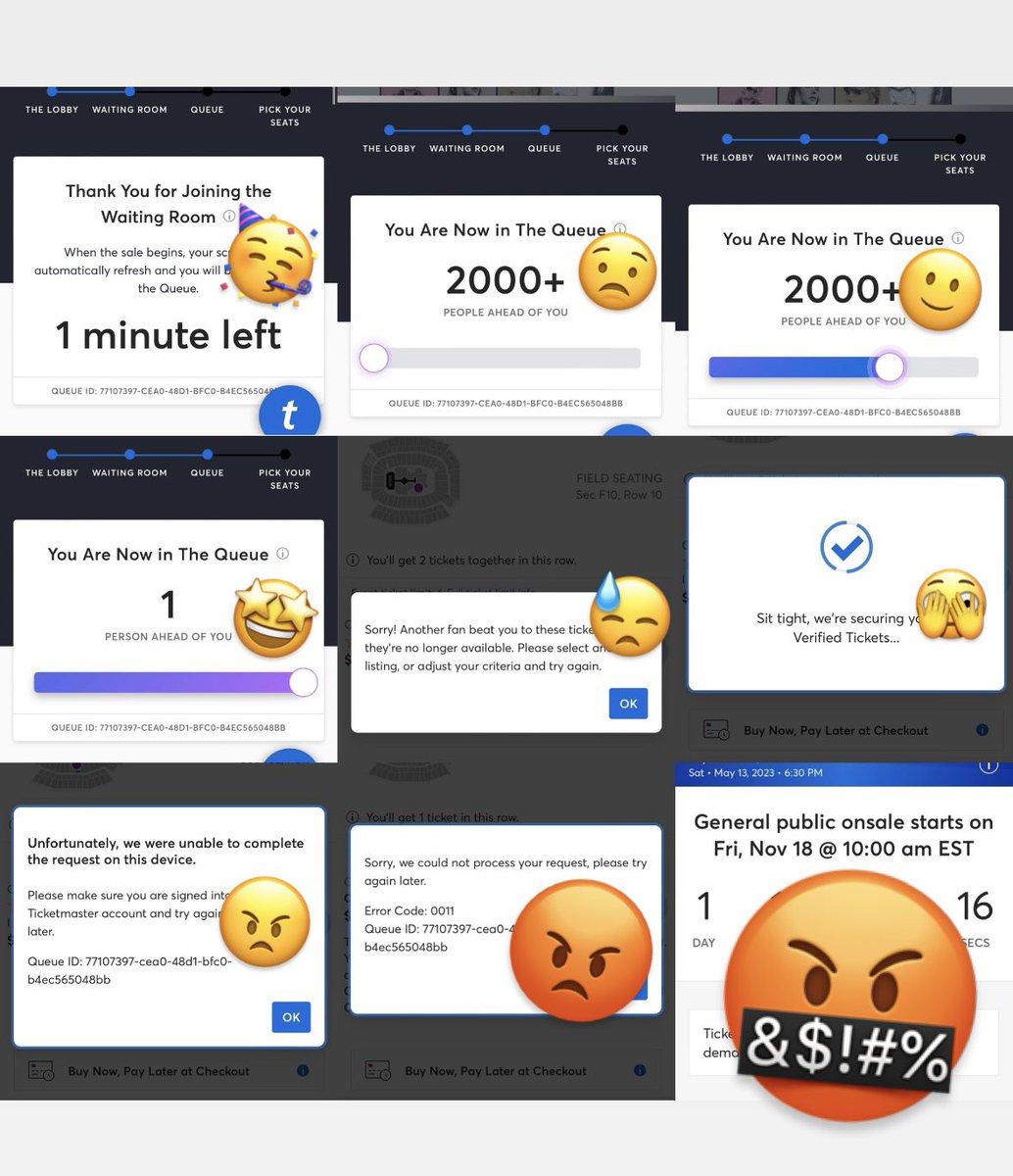 adou320's tweet image. The stages of Taylor Swift presale. #TSxCapitalOne