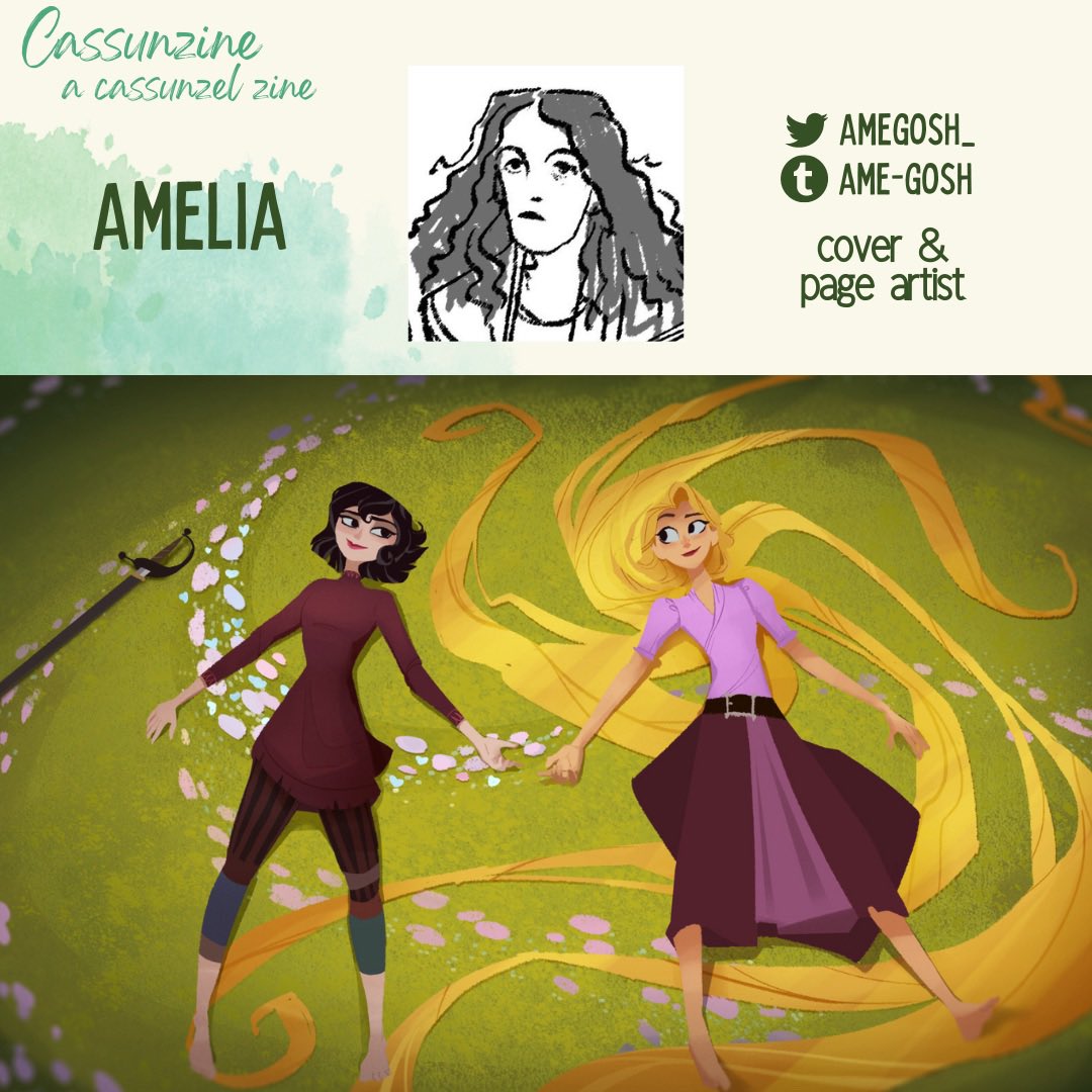 ☀️Cover &amp; Page artist <a href="/amegosh_/">Amelia h ➡️bsky</a> 🌙

Amelia draws for a living! She’s currently working on a video game, which is cool, but doesn’t have time to draw more gay comics, which is less cool. She has a cat named Jones. 

Preorders open December 🏹🎨 #cassunzel #tts #tangledtheseries