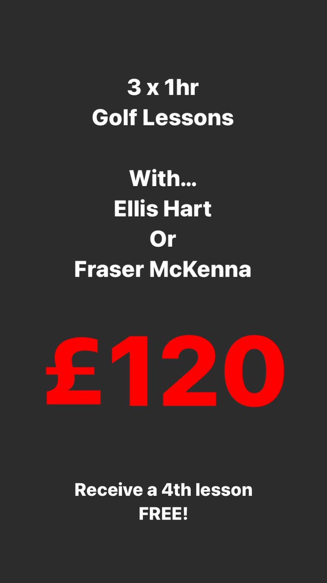 GregorMonks's tweet photo. Golf Lesson Offer …. 
Black Friday Lesson offer available with myself, @Frazmckenna90 &amp; @_EllisHart until Saturday 30/11/22.
To book:- pop into Dullatur Golf Club pro shop ,DM me or 📞 01236 723230 opt1.
#golflessons #pga 
#BlackFriday https://t.co/TRN8pZtzar