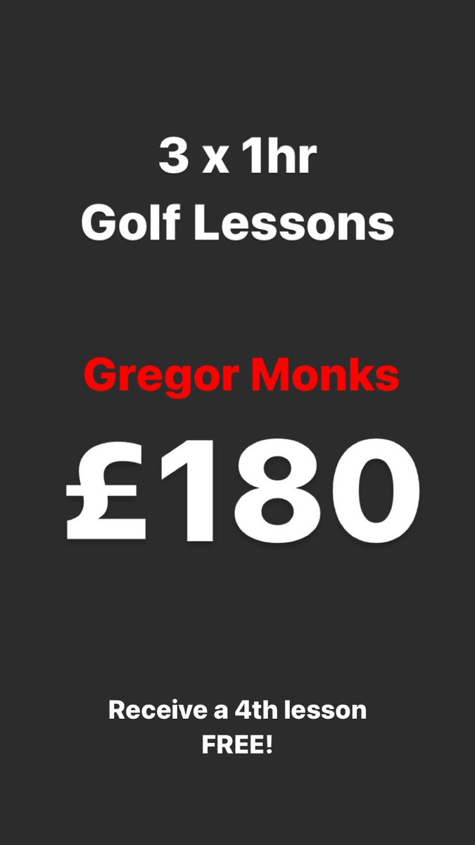 GregorMonks's tweet photo. Golf Lesson Offer …. 
Black Friday Lesson offer available with myself, @Frazmckenna90 &amp; @_EllisHart until Saturday 30/11/22.
To book:- pop into Dullatur Golf Club pro shop ,DM me or 📞 01236 723230 opt1.
#golflessons #pga 
#BlackFriday https://t.co/TRN8pZtzar