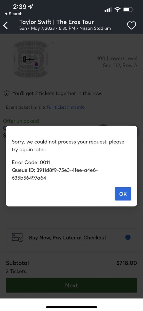 lizzielaster's tweet photo. @taylorswift13 @TMFanSupport @CapitalOne  WHAT THE HECK YALL???  Every single time. Then you kicked me out into the queue.. I’m fuming!! How do I explain to my 6 year old TM is the reason she can’t go, that mommy had seats but it kept erroring out??? https://t.co/GRJg8kBrAF