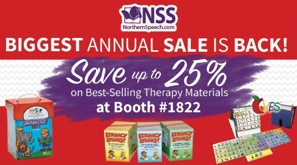 ASHA_Events's tweet photo. #slpeeps @NorthernSpeech’s BIG Sale is back at #ASHA22! Come by Booth #1822 to save up to 25% on best-selling #Therapy Materials like the Kaufman Treatment Kits, Literacy Speaks, CVES, and many more! #ASHACorporatePartner https://t.co/hyeRWyH8de