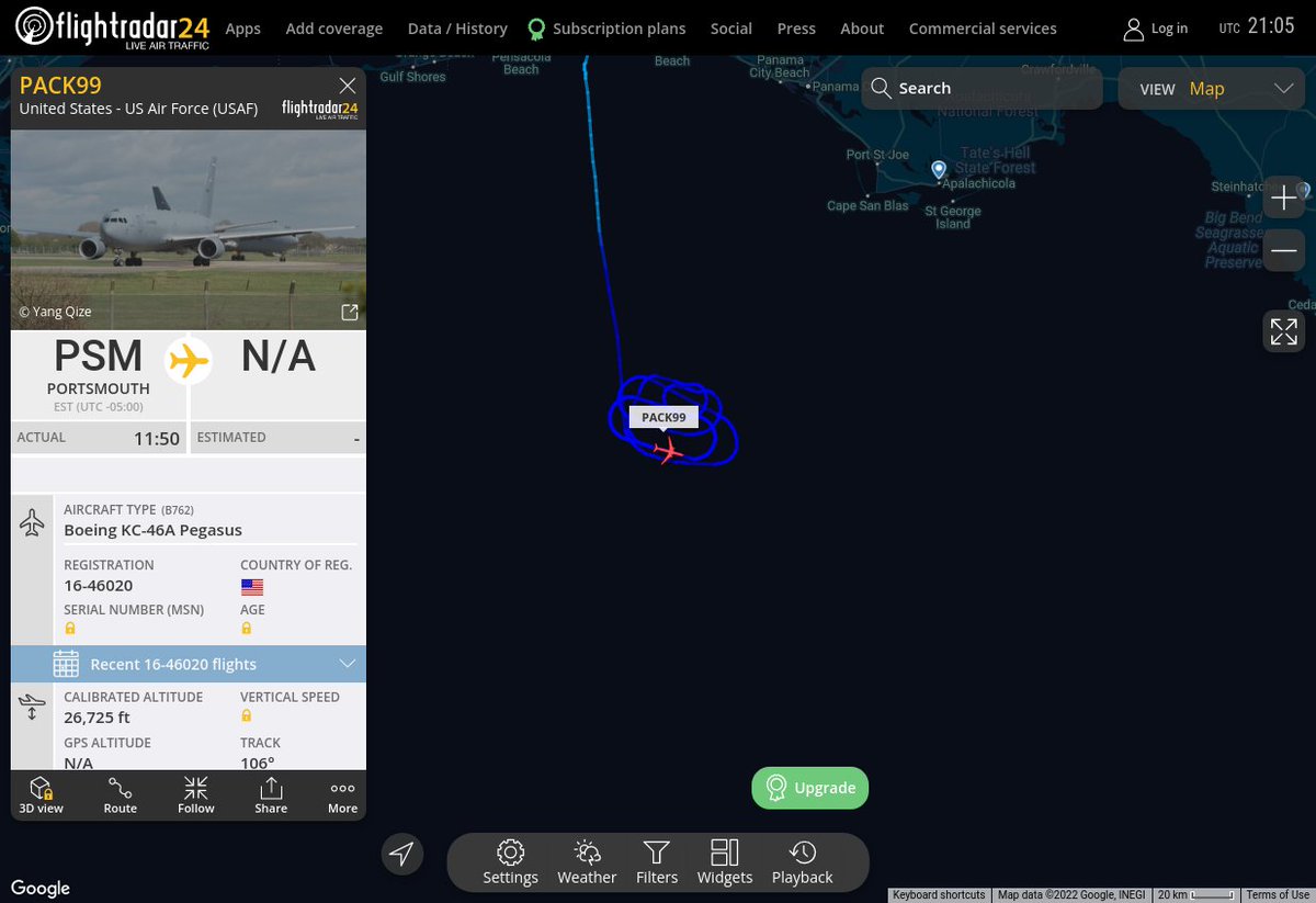 Radar_Assistant's tweet image. MULTI FR24 CIRCLING ALERT : At time Wed Nov 16 21:04:08 2022 #PACK99 was likely to be circling at FL267  
 near unknown - geo locator service failed #AvGeek #ADSB flightradar24.com/PACK99/2e3b6c65