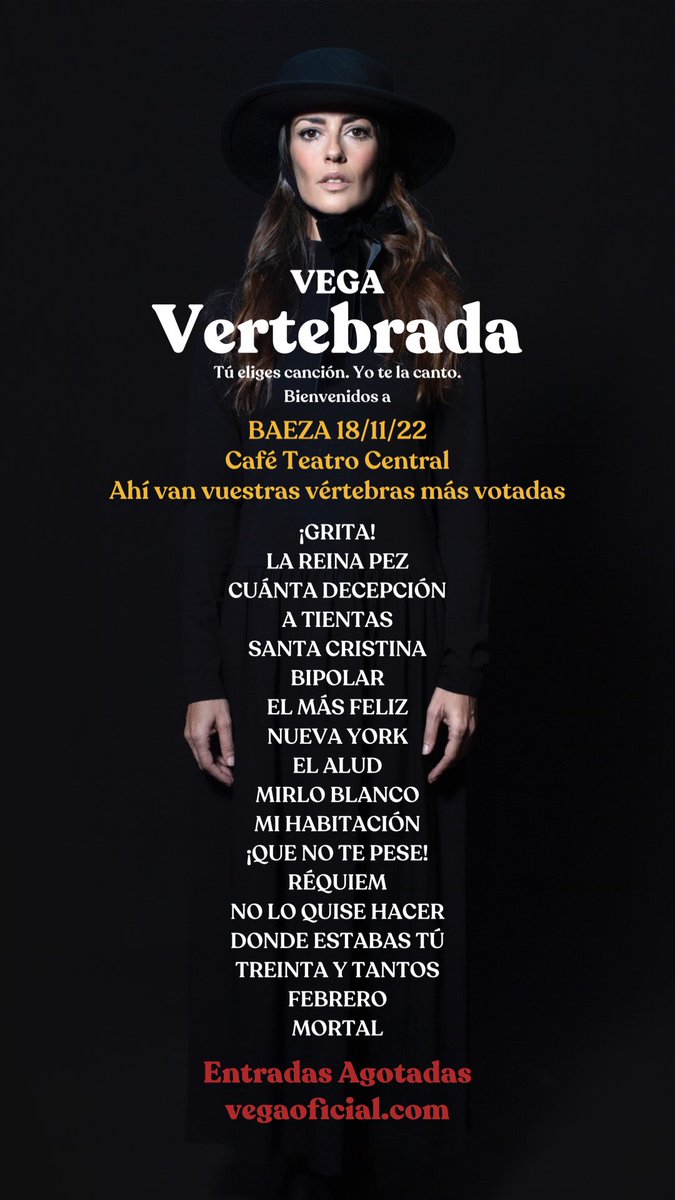 Ahí van vuestras vértebras
#Baeza #EntradasAgotadas y #Albacete #ÚltimasEntradas

wegow.com/es-es/conciert…

¡Nos vemos!
Gracias por estas columnas💔