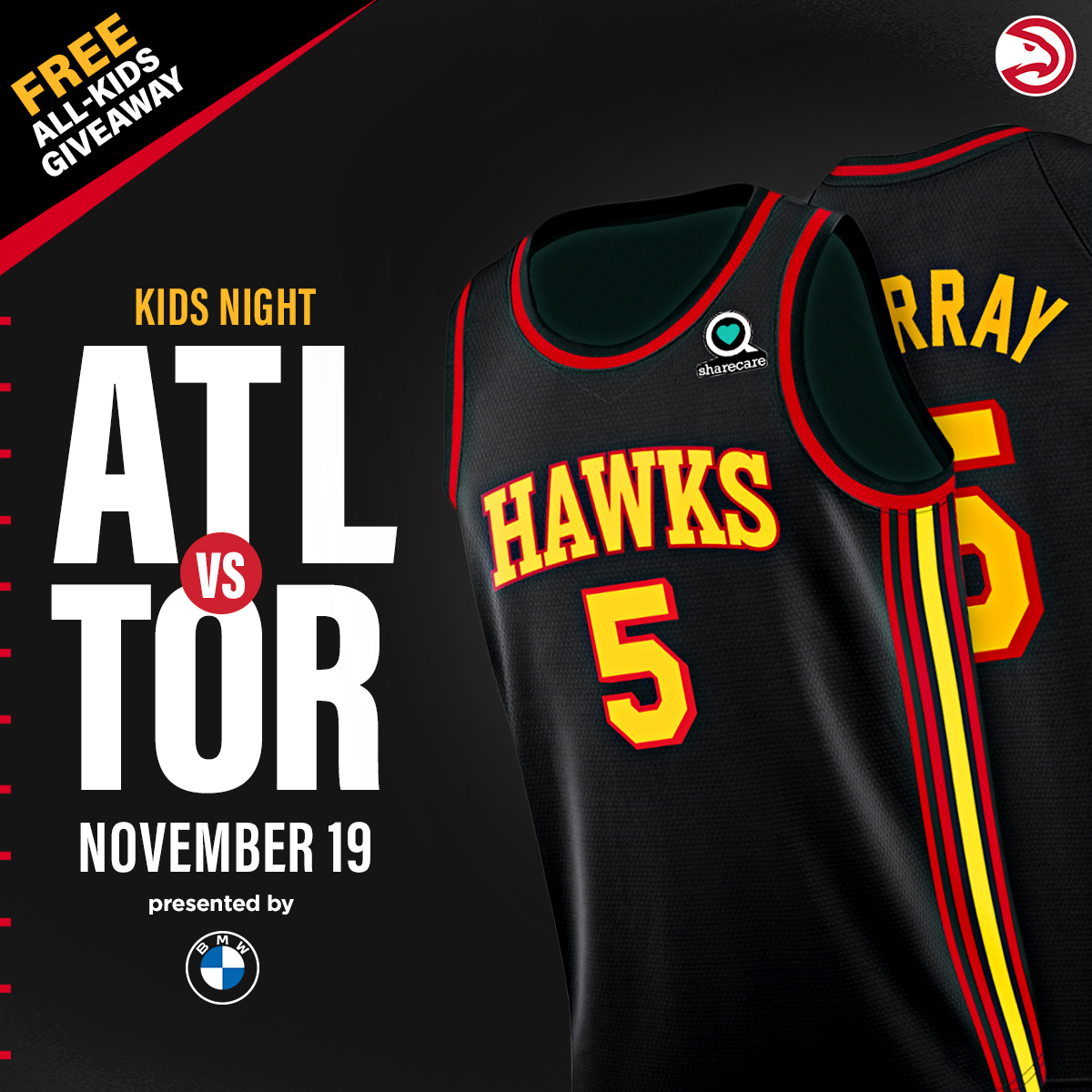 Atlanta Hawks on X: Little Hawks fan, BIG DJ fan All kids in attendance at  Saturday's game will receive a free Dejounte Murray replica jersey 🎟️    / X