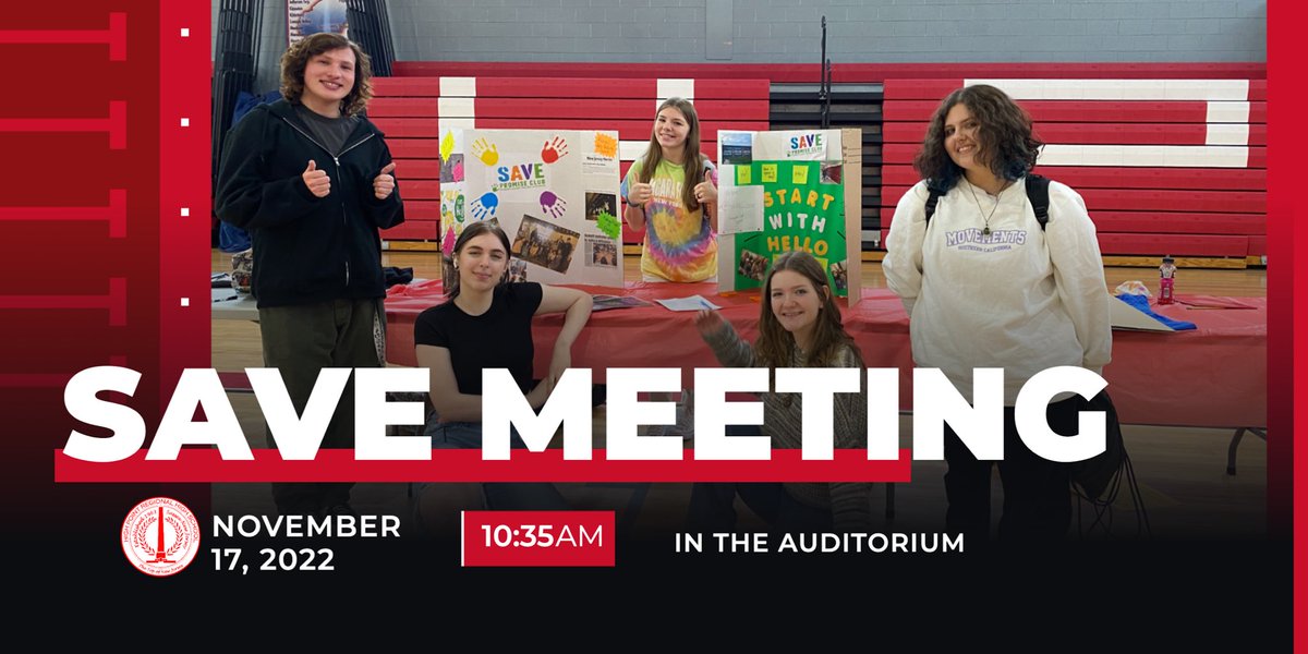 SAVE will be meeting tomorrow during the 1st Half of Lunch in the Auditorium! Anyone is welcome to attend! <a href="/HPRwildcats/">High Point Regional High School</a> <a href="/JonTallamy/">Jon Tallamy</a> <a href="/hprhs_save/">hprhs_save</a> <a href="/dlembo1/">Donna Lembo</a> #hprwildcats #TopofNJ #HPSAVE