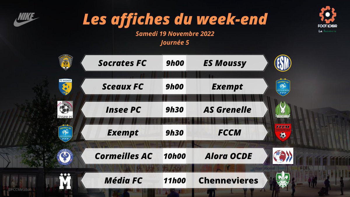 ESMeudon's tweet photo. ‼️ Les affiches du week-end ‼️

Le leader @EsNeuf se déplace chez le dernier du classement tandis que  @GrenelleAs affrontera #InseePC ! https://t.co/p8Fjza8qmZ