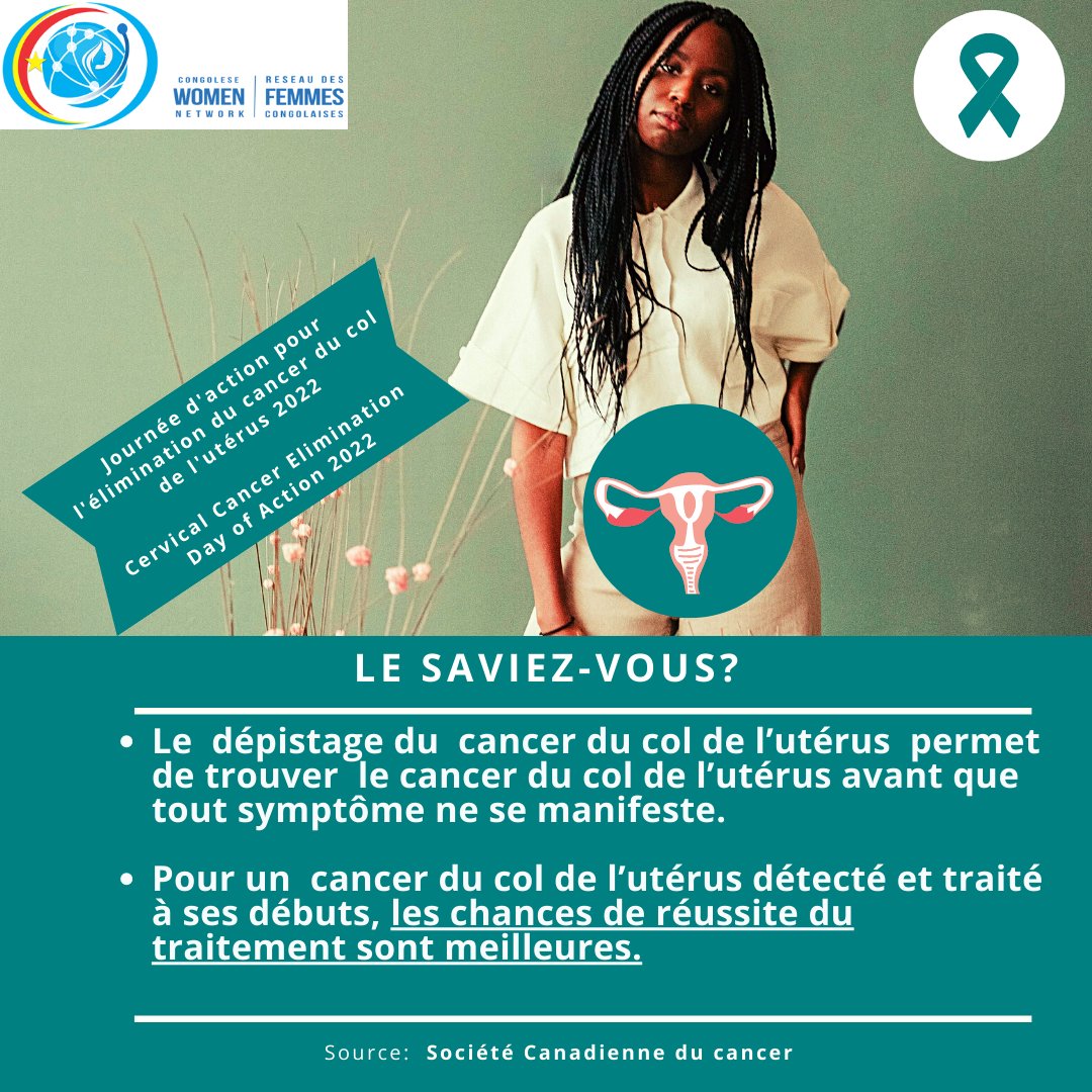 CongoleseWomen1's tweet photo. On this #CervicalCancer Elimination Day of Action, 
@CongoleseWomen joins  @WHO
 and @DrNonoSimelela
 #TealTalk  We can end cervical cancer.
Get Informed. Get Screened. Get Vaccinated 
@uicc @FondationDNT @FondationBomoko
@cancersociety https://t.co/1oSRvqZwdp