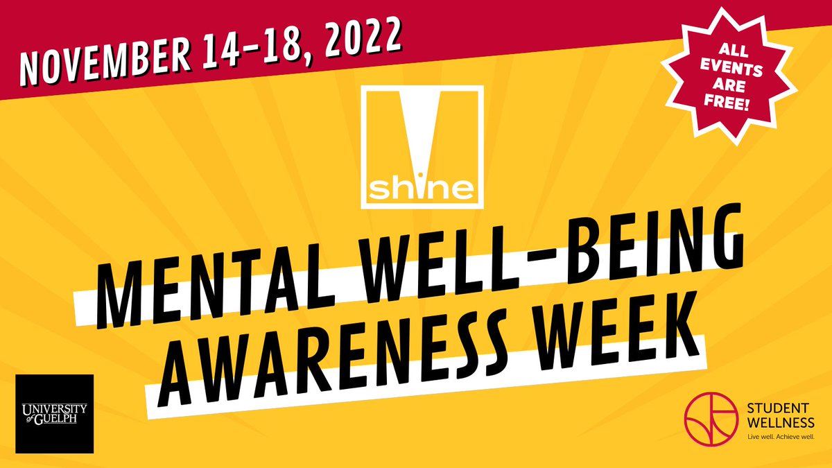 Wellness_UofG's tweet photo. Day ❹ (Nov. 17) @uofg #ShineWeek:
9am-5pm: Warm Your❤️
1-2:30pm: Wholistic Wellness w/Elders Dan & Mary Lou Smoke
4-5pm: Heavy Bag Drop-In
6pm–8pm: Movie Night: Inside Out
6-7:30pm: Perfectionism Workshop
6-9pm: Art & Soul: Paint Nite
Details & events→ https://t.co/72plIdX03V https://t.co/OEWeAI6aJR