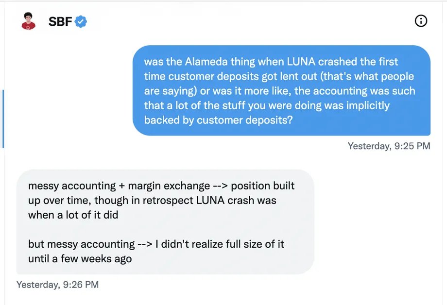 krugermacro's tweet image. These insane SBF chatlogs can be condensed into:

a) his public persona was an act
b) the mean justifies the end =&amp;gt; best to be dishonest but win
c) doing &quot;sketchy&quot; things is OK
d) he had been using customer funds for a long time
e) &quot;it wasn&apos;t quite lending them out&quot;