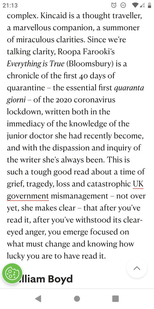 RoopaFarooki's tweet photo. So stunned! Ali Smith picked #EverythingIsTrue for @NewStatesman #BooksOfTheYear 💙👩🏾‍⚕️
"after you’ve withstood its clear-eyed anger, you emerge focused on what must change and knowing how lucky you are to have read it"
https://t.co/qFgEjyeuJ0
#NHS
@BloomsburyBooks @AlexandraPring https://t.co/2o9jRz5ugO