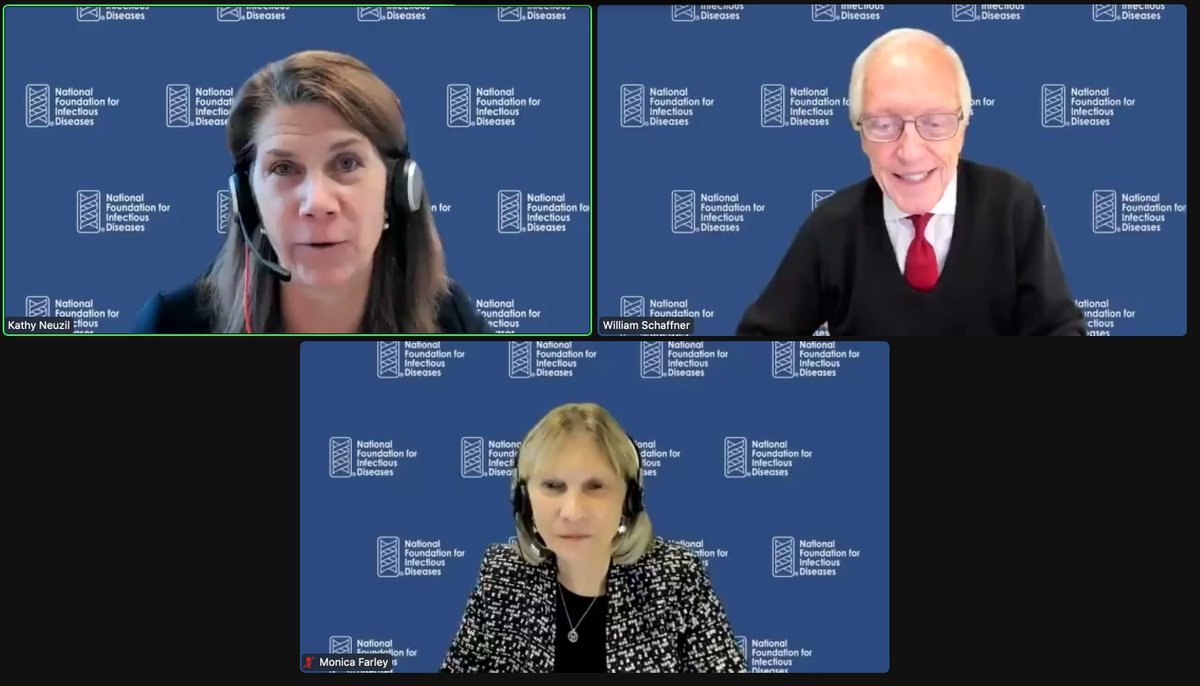 Drs Neuzil, Schaffner, and Farley at NFID CVC discussing the benefits of vaccines to counter resp tract infections - this year particularly - please strongly recommend flu, covid, and pneumococcal vaccines for your patients. #nfidcvc <a href="/NYUGSOM_ID/">Division of Infectious Diseases & Immunology (ID)</a>  <a href="/EmoryVaccineCtr/">Emory Vaccine Center</a> <a href="/kathleen_neuzil/">Kathleen Neuzil</a>